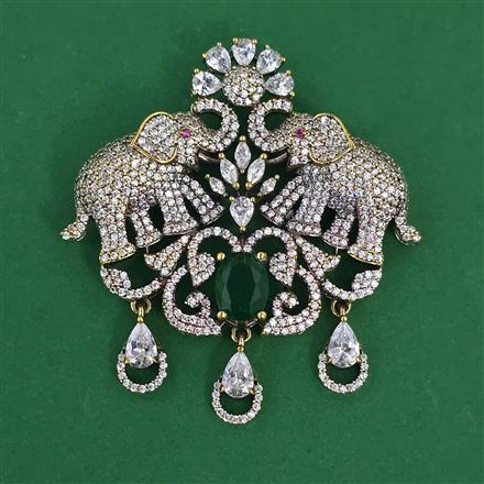 American Diamond Birds Brooch with Mehndi Plating