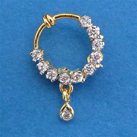 American Diamond Delicate Nose Ring with Rhodium Plating 2 Tone Plating
