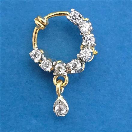 American Diamond Delicate Nose Ring with 2 Tone Plating