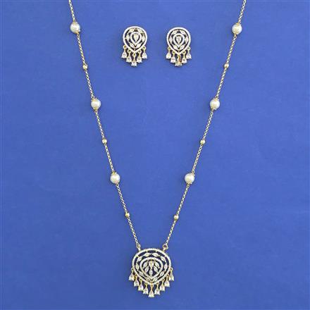American Diamond Classic Pendant Set with 2 Tone Plating