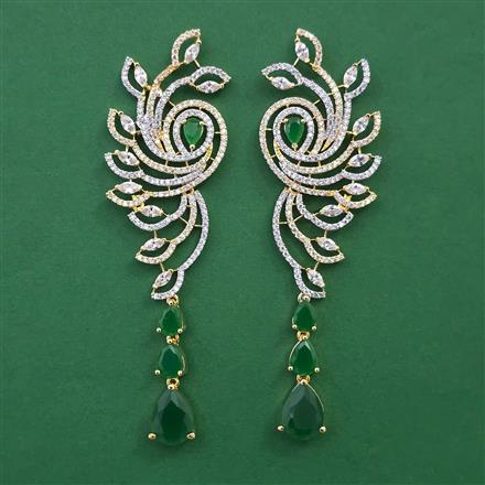 American Diamond Long Earring with 2 Tone Plating