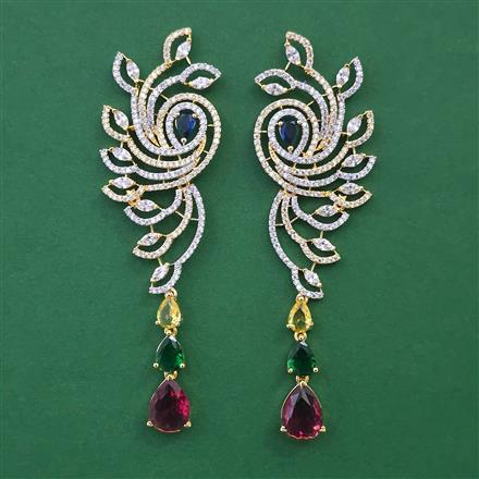 American Diamond Long Earring with 2 Tone Plating