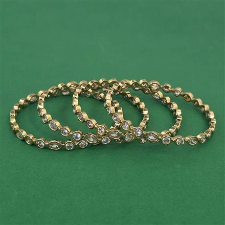 American Diamond 4 Pc Classic Bangles with Mehndi Plating