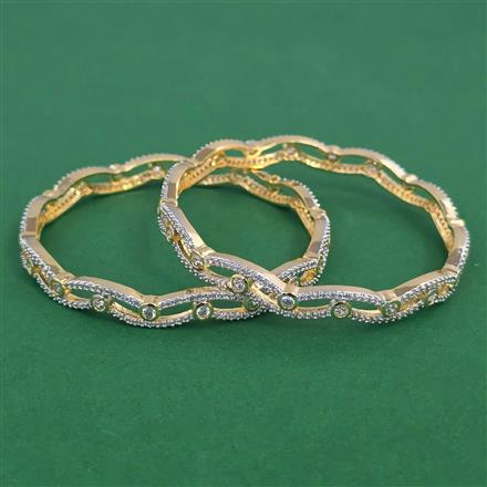 American Diamond 2 Pc Classic Bangles with 2 Tone Plating