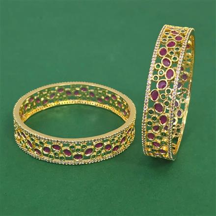 American Diamond 2 Pc Classic Bangles with Gold Plating