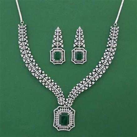 American Diamond Classic Necklace with Rhodium Plating