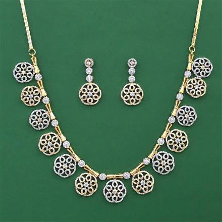 American Diamond Classic Necklace with Rhodium Plating 2 Tone Plating Mehndi Plating Carat Plating