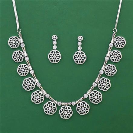 American Diamond Classic Necklace with Rhodium Plating 2 Tone Plating Mehndi Plating Carat Plating