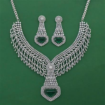 American Diamond Classic Necklace with Rhodium Plating