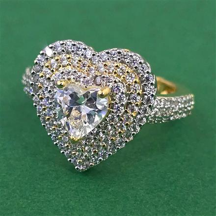American Diamond Adjustable Ring with Rhodium Plating 2 Tone Plating Mehndi Plating Carat Plating