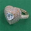 American Diamond Adjustable Ring with Rhodium Plating 2 Tone Plating Mehndi Plating Carat Plating