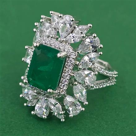American Diamond Adjustable Ring with Rhodium Plating