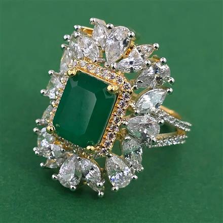 American Diamond Adjustable Ring with 2 Tone Plating