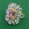 American Diamond Adjustable Ring with 2 Tone Plating