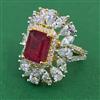American Diamond Adjustable Ring with 2 Tone Plating