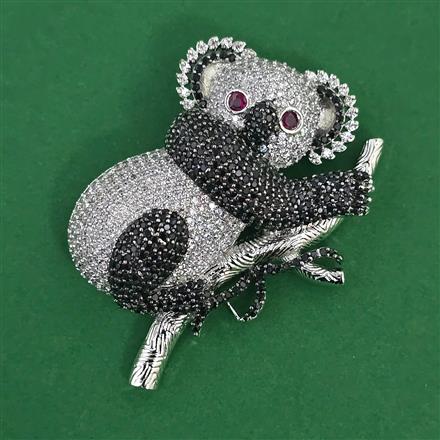 American Diamond Birds Brooch with Rhodium Plating