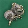 American Diamond Birds Brooch with Mehndi Plating