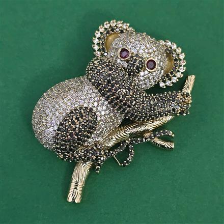 American Diamond Birds Brooch with Mehndi Plating