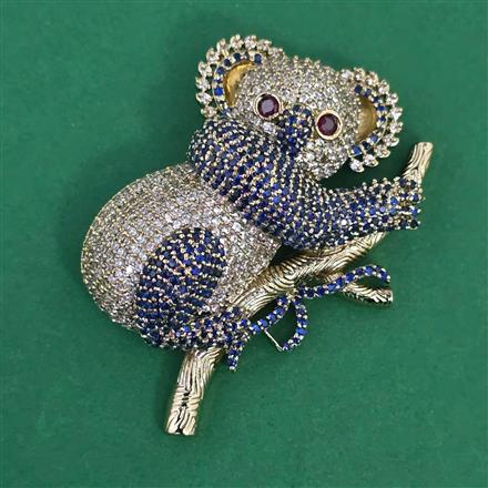 American Diamond Birds Brooch with Mehndi Plating