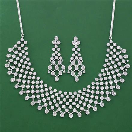 American Diamond Classic Necklace with Rhodium Plating 2 Tone Plating Mehndi Plating