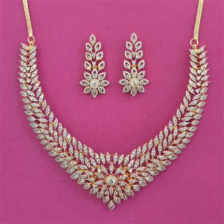 American Diamond Classic Necklace with Rhodium Plating 2 Tone Plating Mehndi Plating