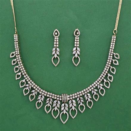 American Diamond Classic Necklace with Rhodium Plating 2 Tone Plating Mehndi Plating