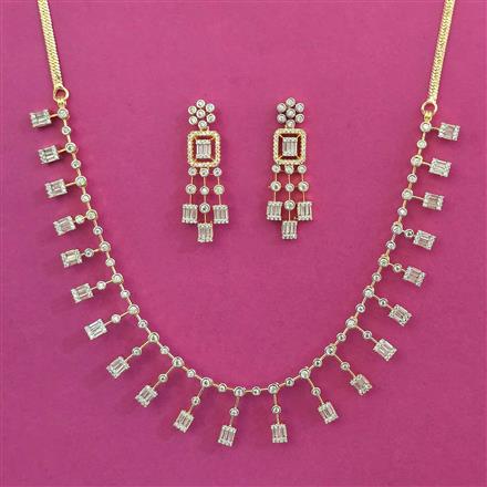American Diamond Classic Necklace with Rhodium Plating 2 Tone Plating