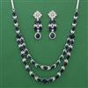 American Diamond Layered Necklace with Rhodium Plating