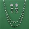American Diamond Layered Necklace with Rhodium Plating