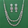 American Diamond Layered Necklace with Rhodium Plating