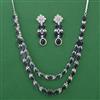 American Diamond Layered Necklace with Rhodium Plating