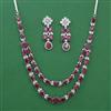 American Diamond Layered Necklace with Rhodium Plating