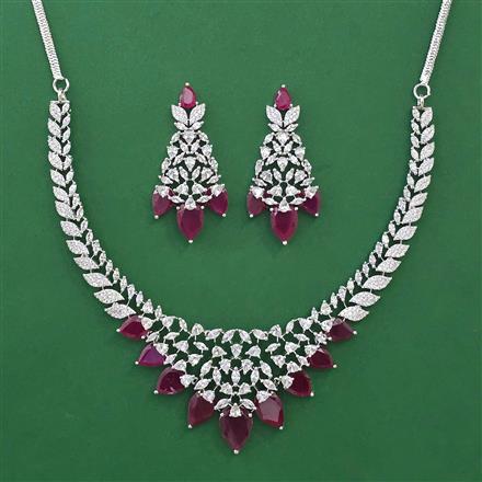 American Diamond Classic Necklace with Rhodium Plating