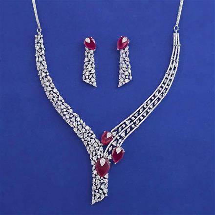 American Diamond Classic Necklace with Rhodium Plating