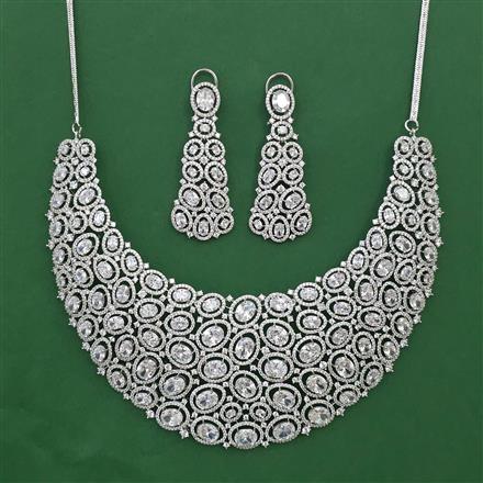 American Diamond Classic Necklace with Rhodium Plating