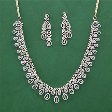 American Diamond Classic Necklace with Rhodium Plating 2 Tone Plating Mehndi Plating