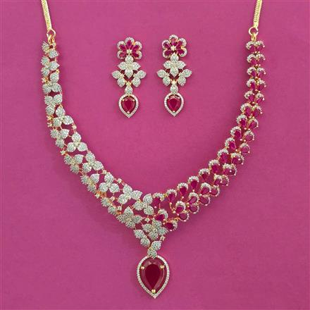 American Diamond Classic Necklace with 2 Tone Plating