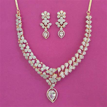 American Diamond Classic Necklace with 2 Tone Plating