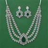 American Diamond Layered Necklace with Rhodium Plating