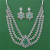 American Diamond Layered Necklace with Rhodium Plating