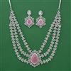 American Diamond Layered Necklace with Rhodium Plating