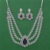 American Diamond Layered Necklace with Rhodium Plating