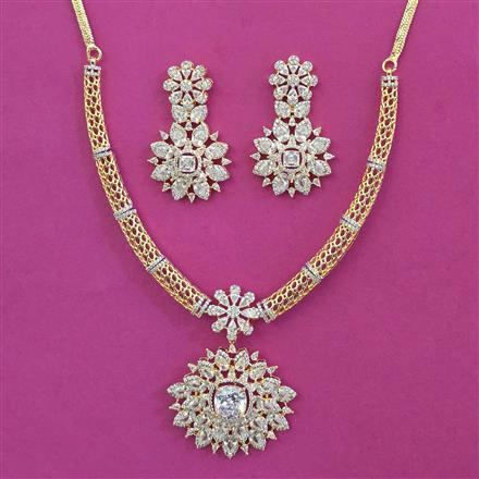 American Diamond Classic Necklace with 2 Tone Plating