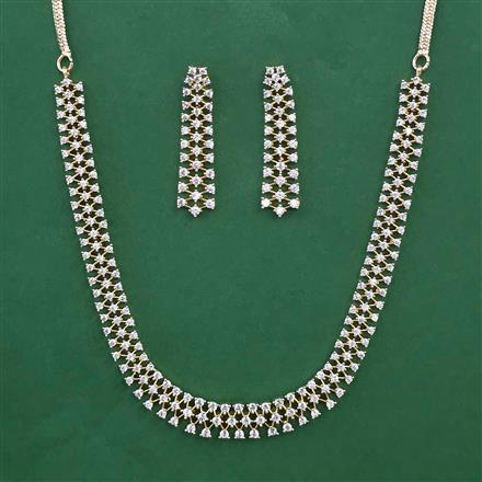 American Diamond Classic Necklace with Gold Plating