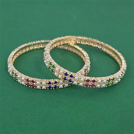 American Diamond 4 Pc Pearl Bangles with Gold Plating
