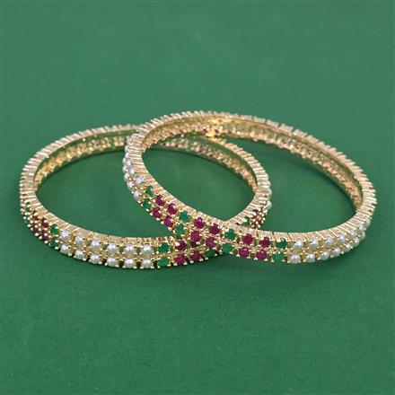 American Diamond 4 Pc Pearl Bangles with Gold Plating