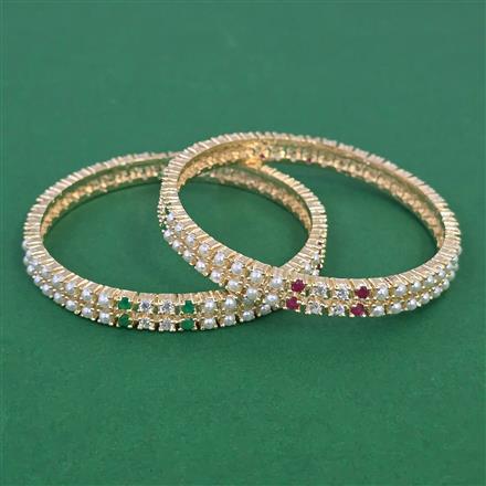 American Diamond 4 Pc Pearl Bangles with Gold Plating