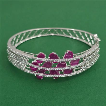 American Diamond Openable kada with Rhodium Plating