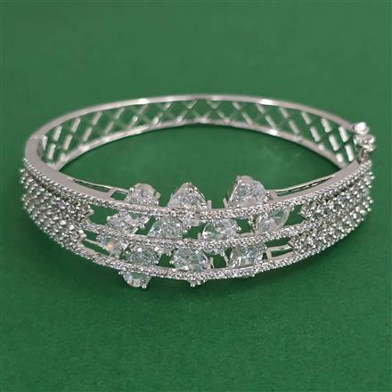 American Diamond Openable kada with Rhodium Plating