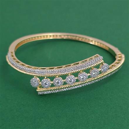 American Diamond Openable kada with Rhodium Plating 2 Tone Plating Mehndi Plating